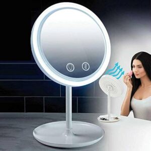 Beauty breeze mirror with light and an in-built fan